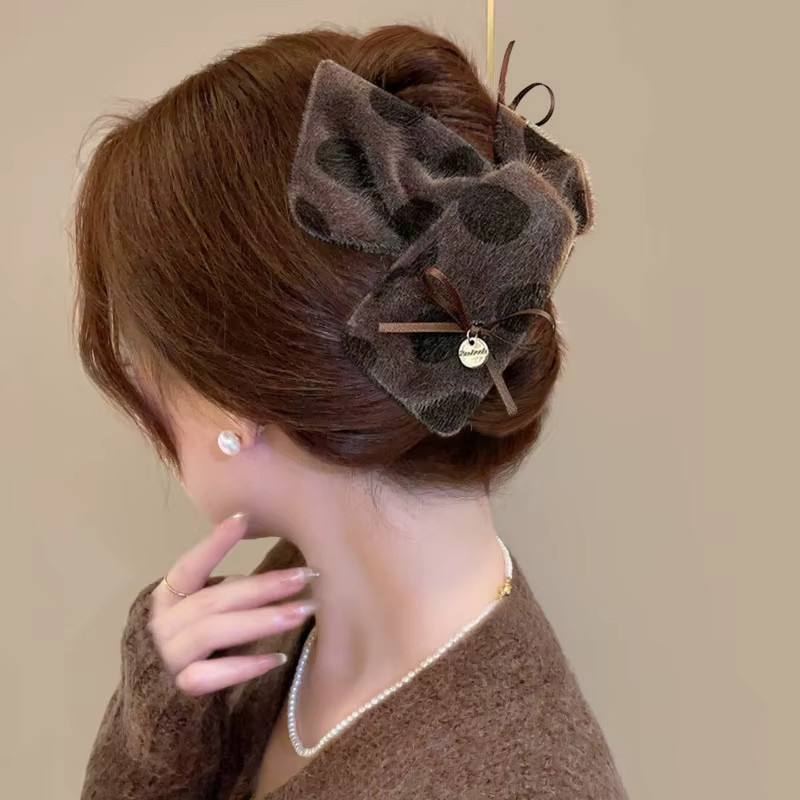 Haar Clip, Plüsch Polka Dot Dreieck, Damen - Bild 2