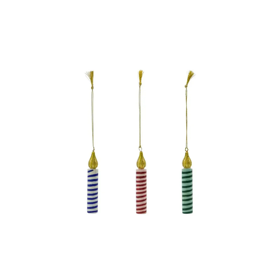 House Doctor Weihnachtsornamente Candle Set mit 3 Stück in Grün, Pink und Blau, Durchmesser: 4 cm - Bild 1