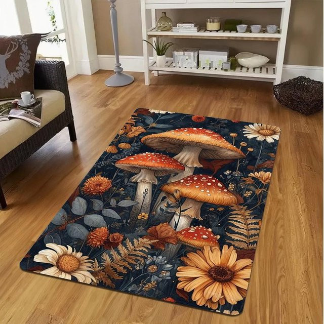 Karpetti Hexenwald Teppich mit rotem Pilz-Design, weiche Fußmatte für Wohnzimmer, Schlafzimmer oder Küche, B/T: 60 x 40 cm - Bild 1
