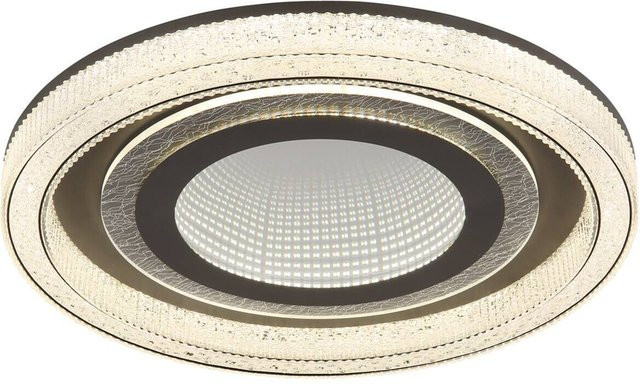 Globo Lighting Deckenleuchte modern in Schwarz und Transparent, dimmbar mit Fernbedienung, H: 7 cm, D: 48 cm - Bild 1