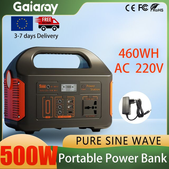 Gaiaray Tragbarer All-in-One-Solargenerator 500W mit 460Wh Lithium-Eisenphosphat-Batterie, mobile Stromversorgung mit USV-Funktion und 220V Anschluss für Camping und Haushalt - Bild 1