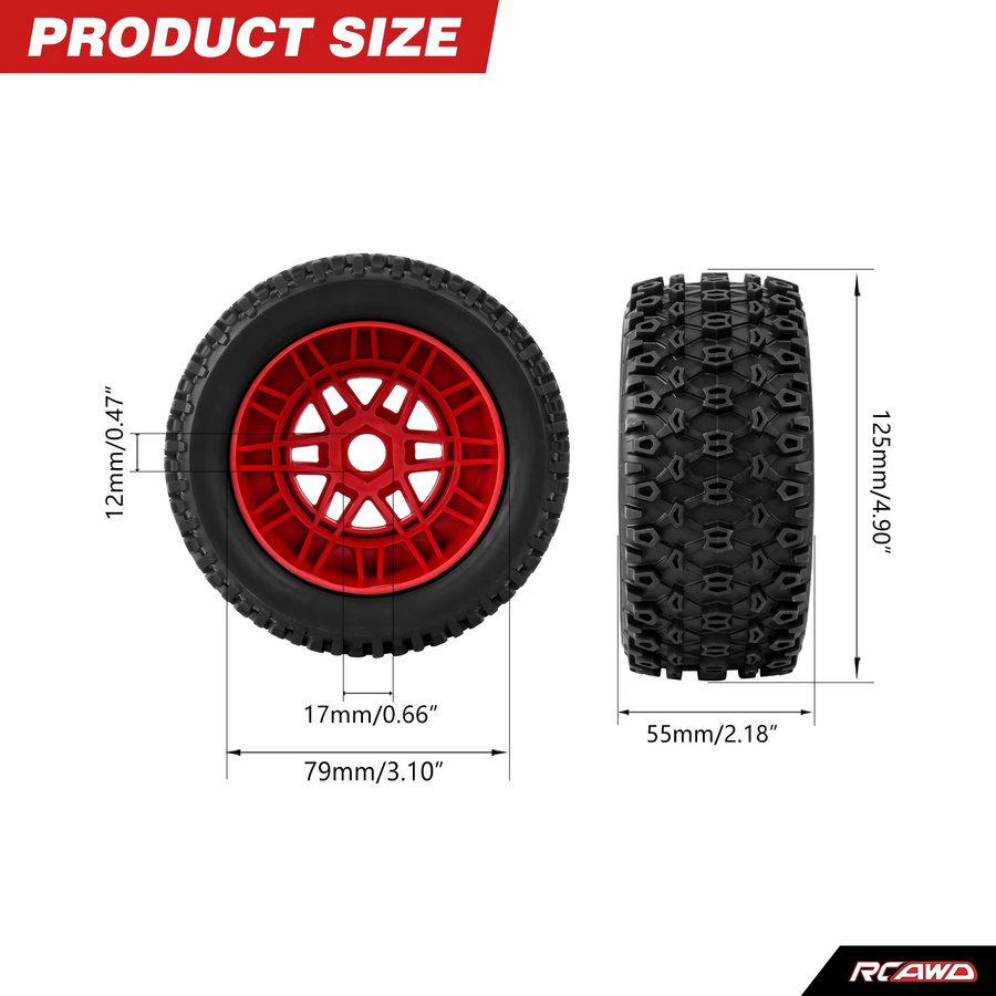 RCAWD Radreifen für 1/8 Arrma Mojave 4S, 2-teiliges Set, Gummi, Schwarz - Bild 2