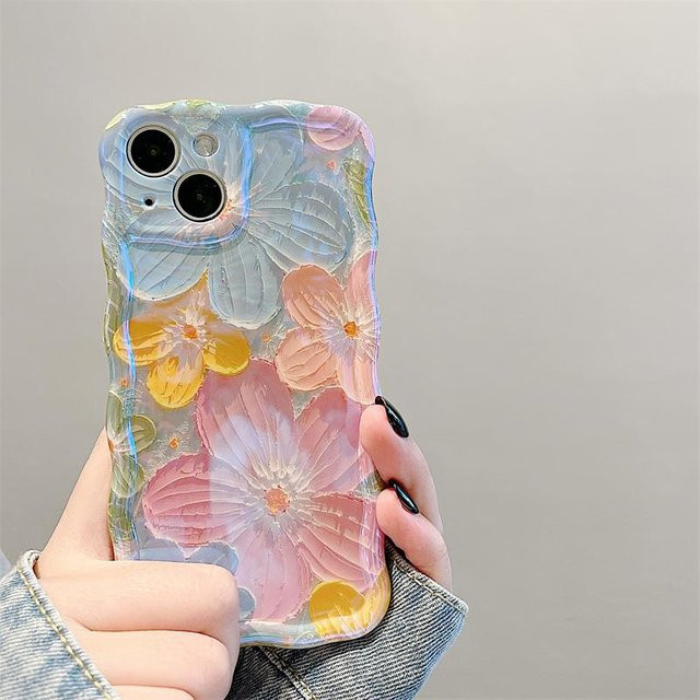Yiran Handyhülle mit Blumen-Glitzer-Design und Linsenschutz für iPhone 11 bis iPhone 16 Pro Max in Grau - Bild 1