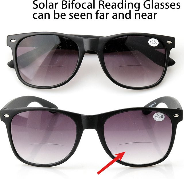 Solar-Bifokale Lesebrille, Vollrand, Plastic, black - Bild 1
