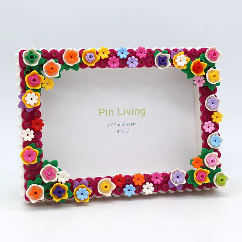 PinLiving DIY Baustein-Blumen-Bilderrahmen als Erinnerungsalbum für 4R und 5R Fotos, Mehrfarbig - Bild 2