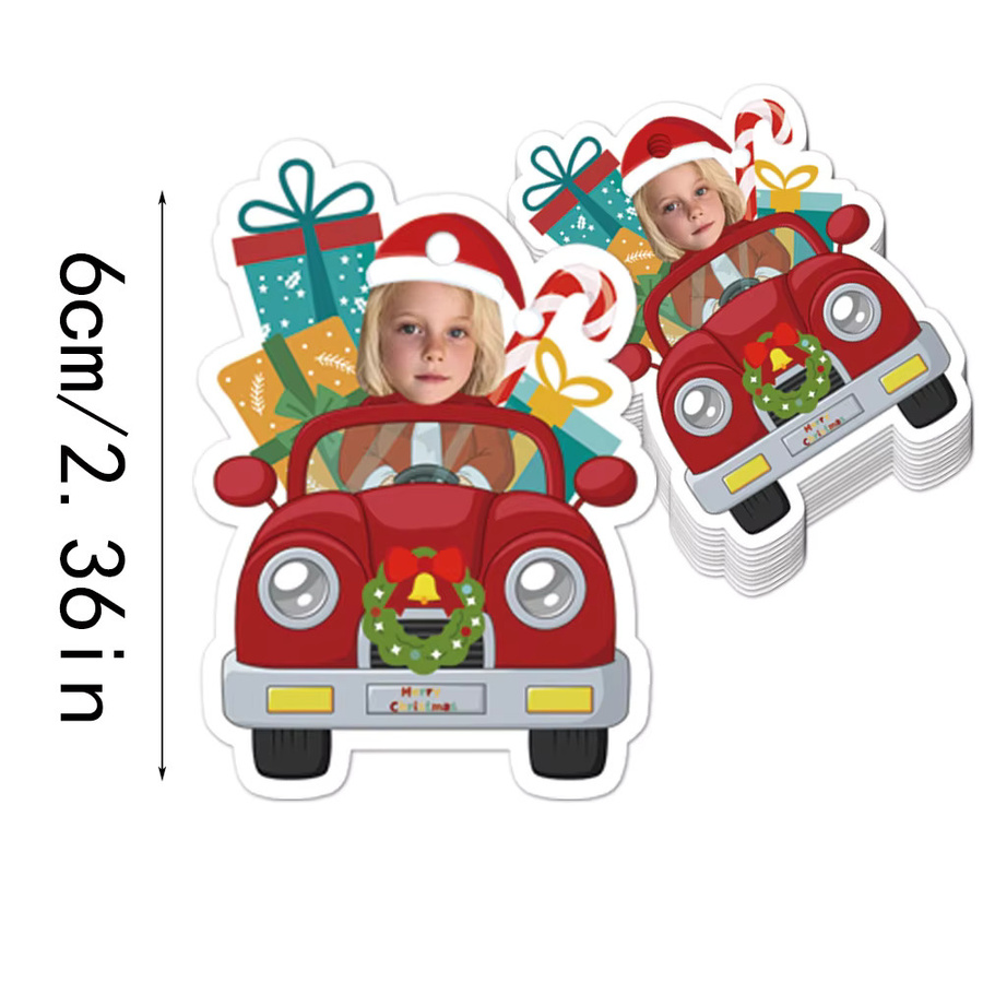 20 Stück personalisierte Foto Weihnachtsdekoration Cyuan Weihnachtsmann Hut Form Papieranhänger in Mehrfarbig - Bild 4