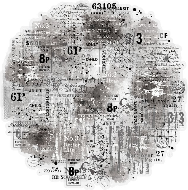 Etori Life Hazy Remnants Aufkleber mit schwarz-weißen englischen Schriftmustern für Scrapbook und Notizbücher - Bild 1