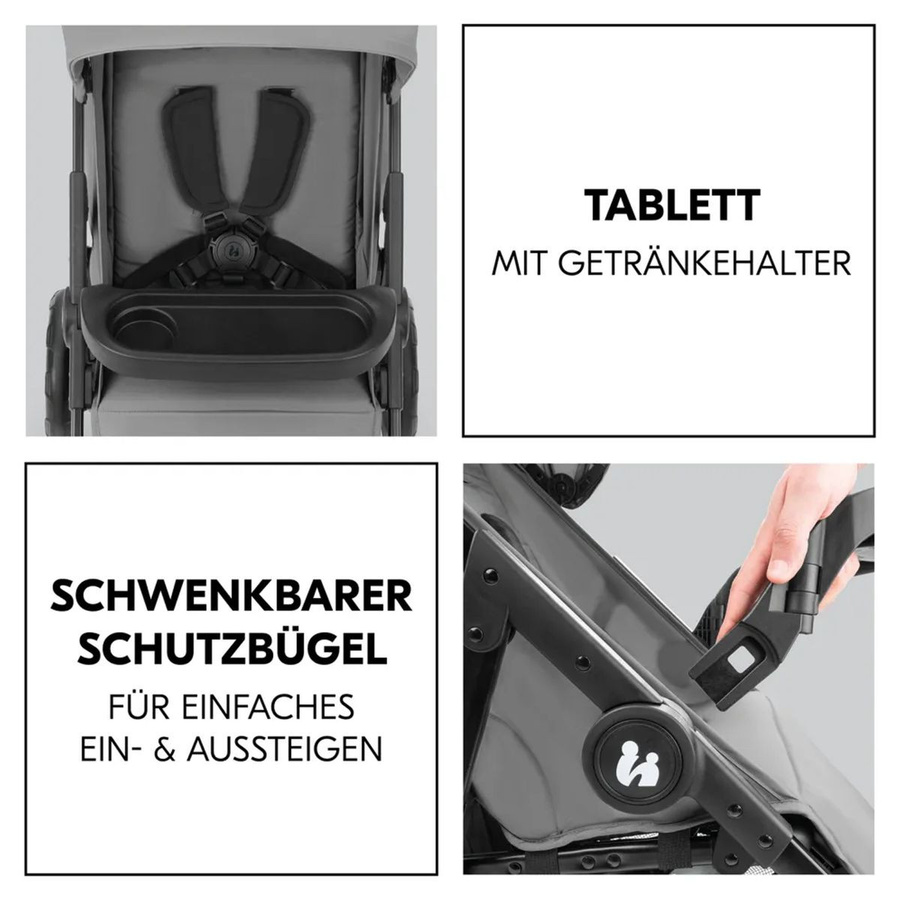 Hauck Buggy Shop N Care 2in1 Kinderwagen Set mit Reboarder Pearl Pro 2 in Grau/Schwarz - Bild 5
