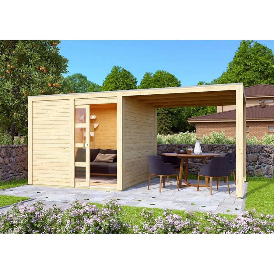 Karibu Holz-Gartenhaus Cuadrado Natur mit Flachdach und modernem Design, B/T: 242 x 242 cm - Bild 2