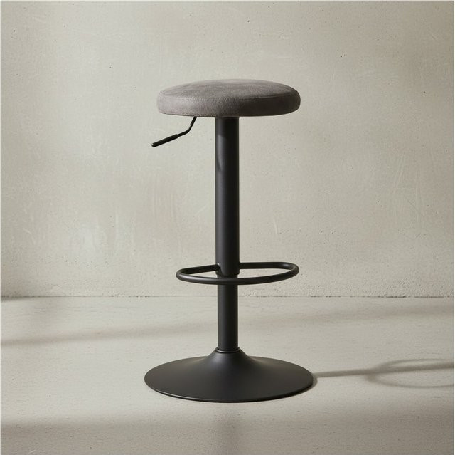 KADIMA DESIGN Barhocker CAMPANIA in Grau mit Samtbezug, 360 Grad drehbar, Eisengestell, Sitzhöhe: 58-79 cm, Breite: 40 cm, Tiefe: 40 cm - Bild 1