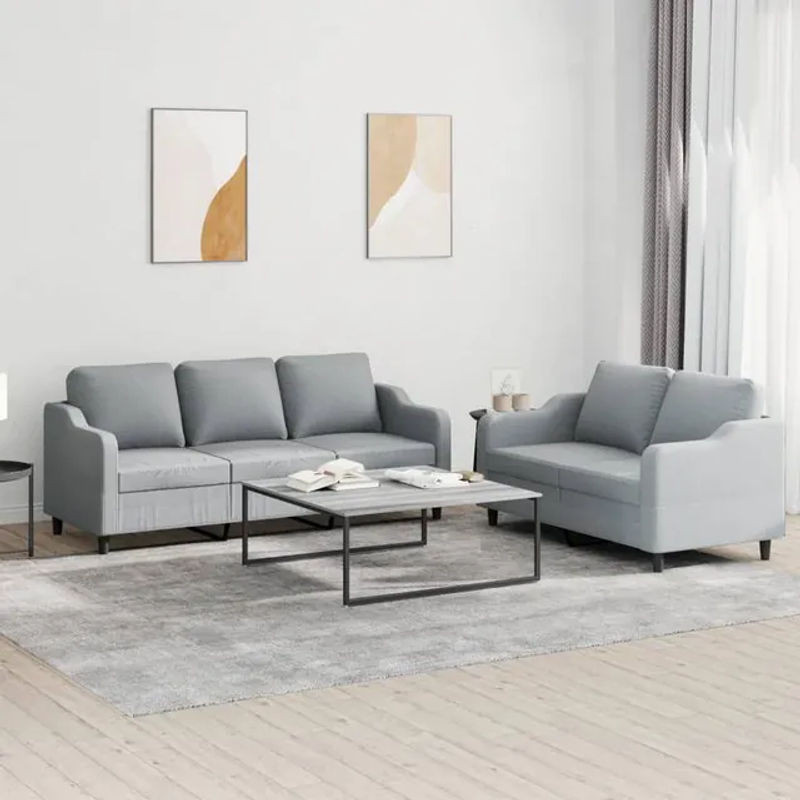 Vidaxl 2-teiliges Lounge-Set aus Stoff in Grau im modernen Design - Bild 1