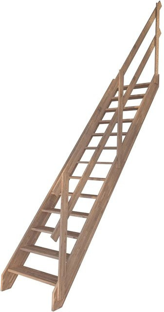 StarWood Treppe Rhodos Eiche Gerade Holzgeländer in Braun mit Holzoptik - Bild 1