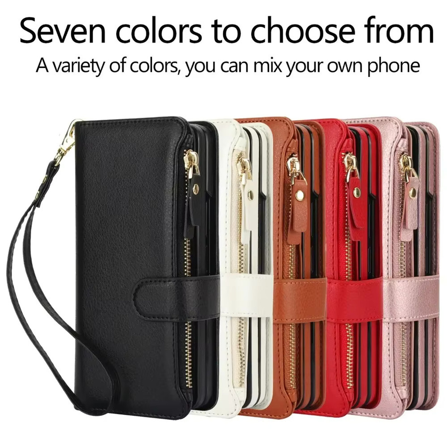 Samsung Umhängetasche aus Lanyard-Leder für Galaxy Z Fold 3, 4, 5, 6, 7 in Braun mit Armband, Kartenhalter und Brieftasche - Bild 6