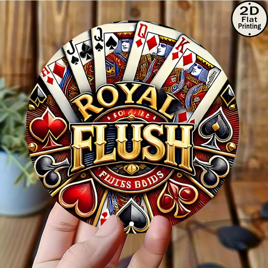 CIFBUY Vintage Poker Metallwandschild, runde Retro-Dekoration in Multicolour, Durchmesser: 8 cm - Bild 3