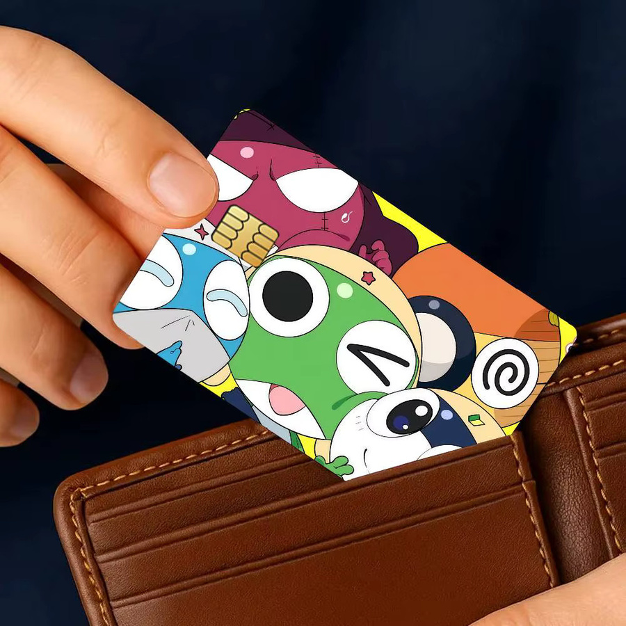 4er-Set Cartoon K-Keroro Kreditkarten-Dekorationsaufkleber in Multicolour, kratzfeste Aufkleber für Bankkarten und Metro Transit - Bild 4