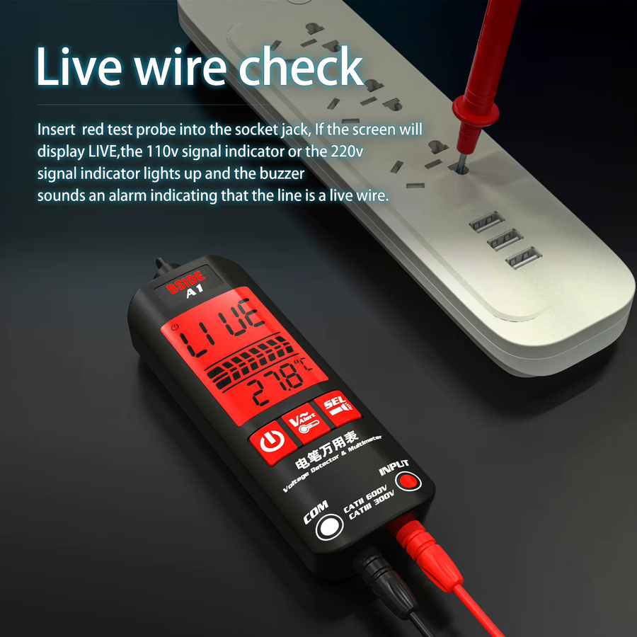 Bside Smart Digitales Multimeter mit NCV Voltmeter und automatischem Spannungsprüfer in Schwarz - Bild 3