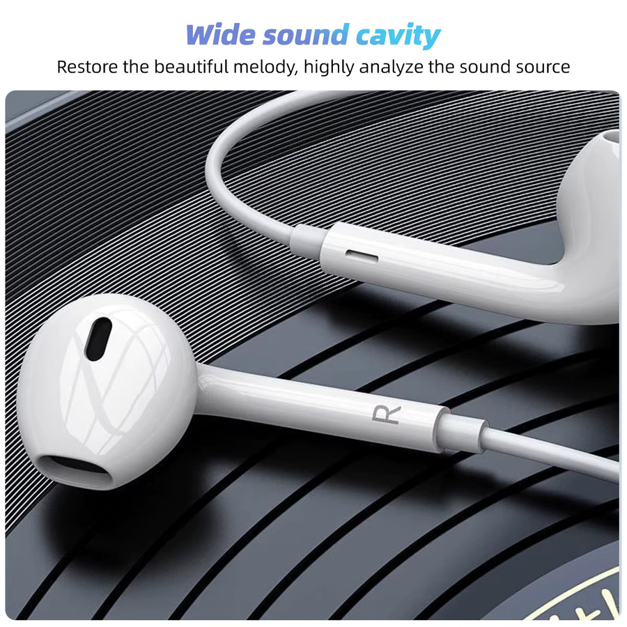 FONKEN USB-C In-Ear-Kopfhörer mit Mikrofon, weiße Musik-Ohrhörer für Samsung, OnePlus, Xiaomi, Redmi und Huawei - Bild 2
