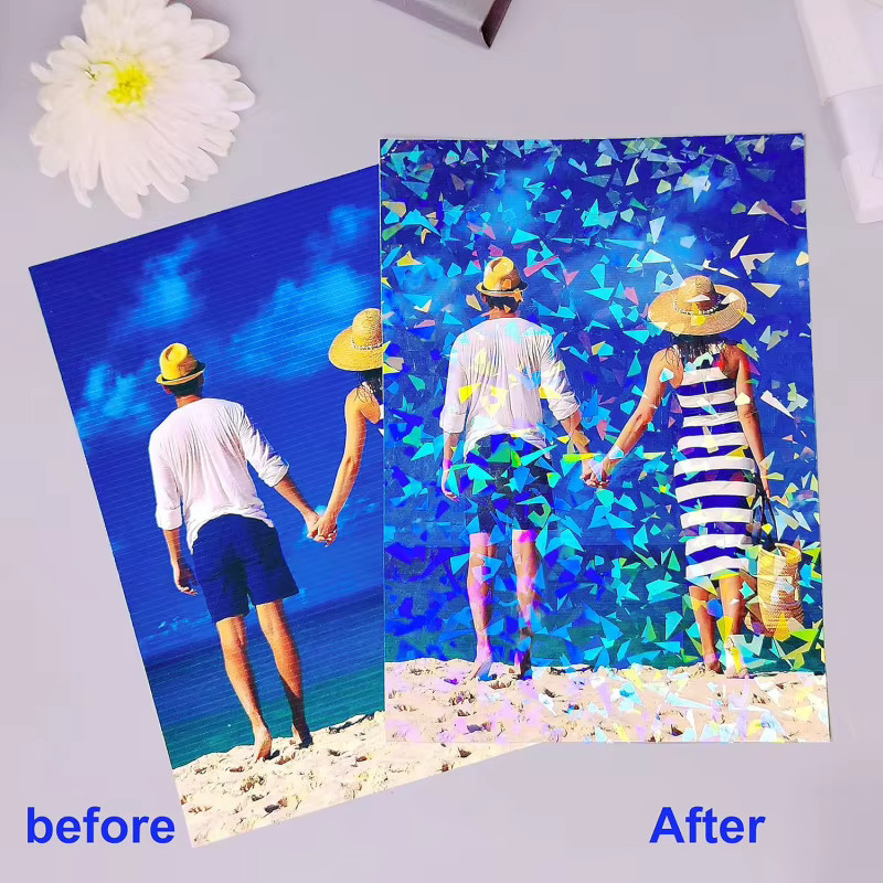 40 Blatt selbstklebende Kaltlaminierfolie in A4 mit 4 gemischten holografischen Vinyl-Aufkleber-Stilen, Multicolor - Bild 2