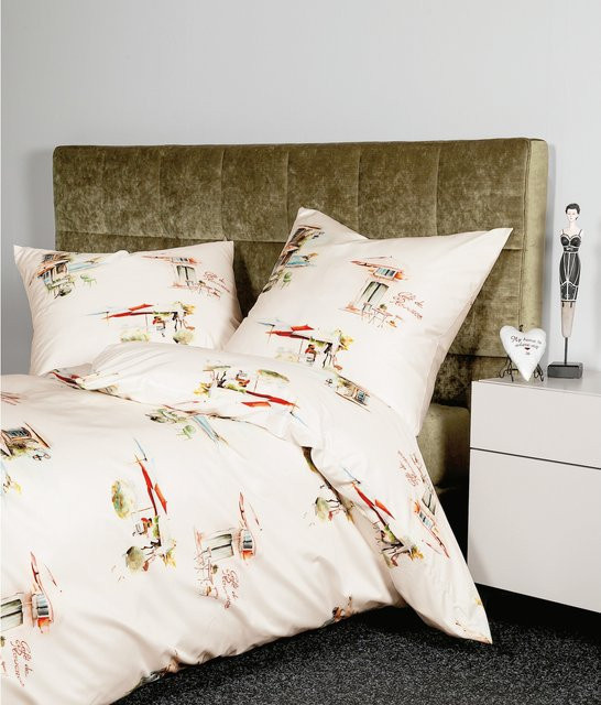 Janine Bettwäsche Modern Art aus Mako-Satin in Weiß und Multicolour mit floralem Naturdesign - Bild 1