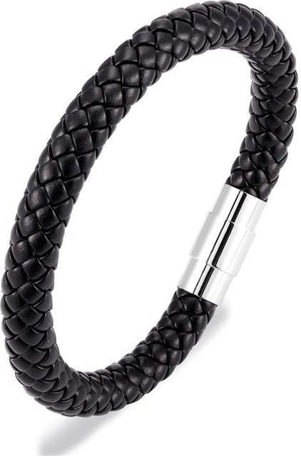 YULIN Armband, schwarzes geflochtenes Seil, Edelstahl, Herren, 19cm - Bild 1