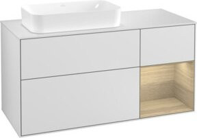 V&B Waschtischunterschrank Finion mit Wandbeleuchtung, Weiß lackiert, B/T/H: 120 x 50,1 x 50,1 cm - Bild 1