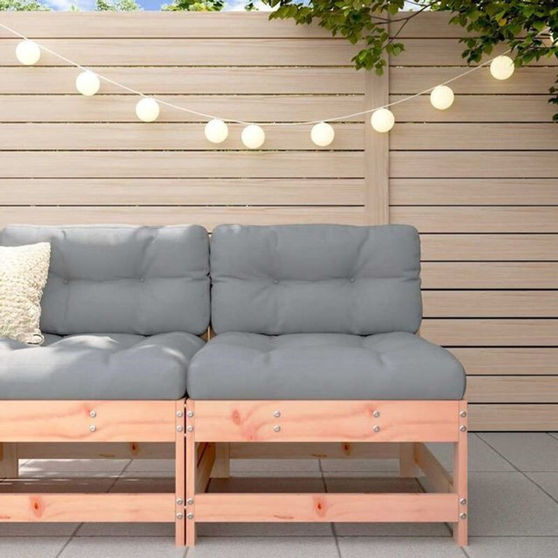 Vidaxl Modulsofa aus Massivholz Douglasie mit Kissen in Grau und Oxford-Gewebe - Bild 1