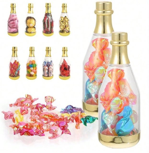 6er Set transparente Pralinenschachteln in Champagnerflaschen-Form aus Kunststoff für Hochzeiten und Partys - Bild 1