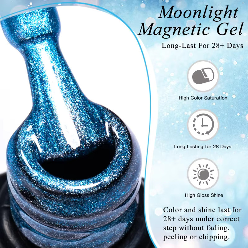 Four Lily Blaue Katze Magnetischer Gel Nagellack Glitter, 10 ml - Bild 4