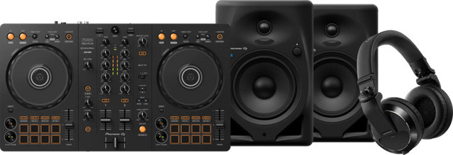 Pioneer DJ DJ-Set mit DDJ-FLX4 Controller, HDJ-X7 Kopfhörern und DM-50D-BT Bluetooth Lautsprechern in Schwarz - Bild 1