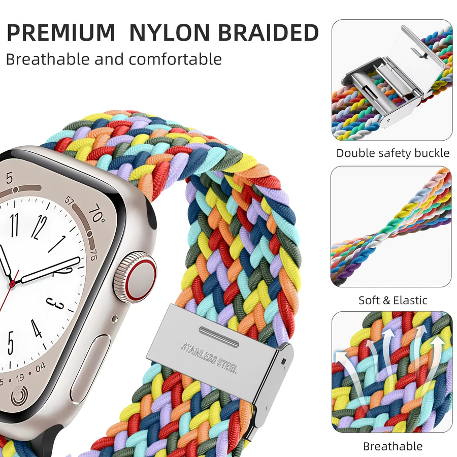 Geflochtenes Armband für Apple Watch, Textil/NATO, Bunt, Unisex - Bild 3