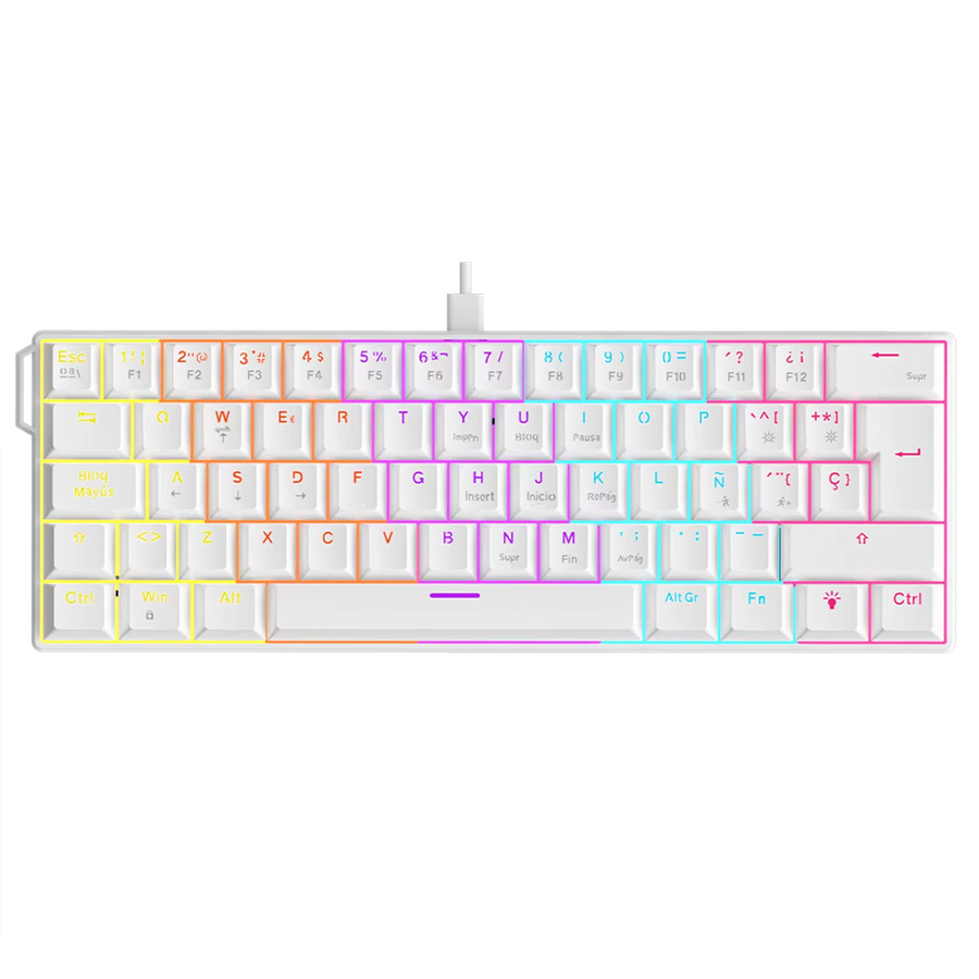 AJAZZ NK61 Mechanische Gaming-Tastatur in Schwarz mit Spanischem Layout, 61 Tasten, Kabelgebunden und Hot-Swap-Funktion - Bild 6