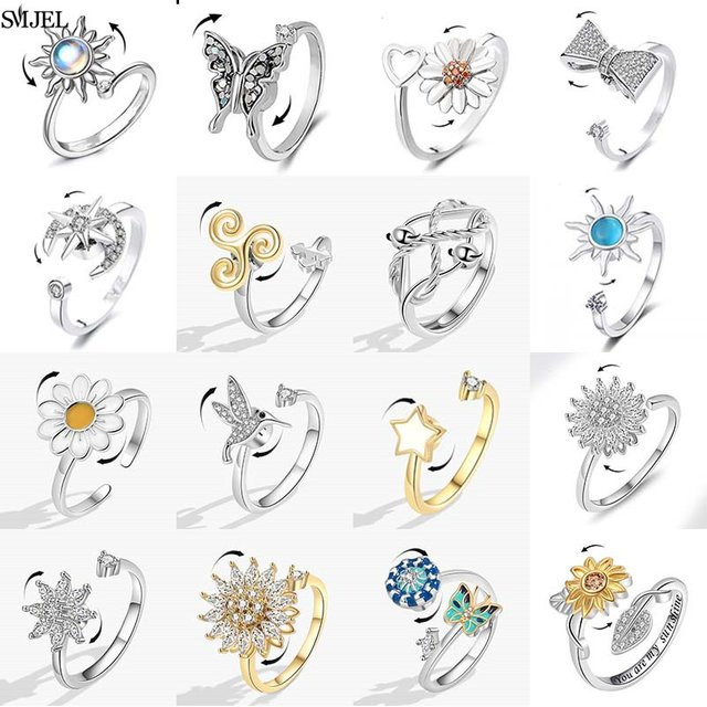 SMJEL Ring, Metall, Silber, Sonne Stern Mond, Damen - Bild 1