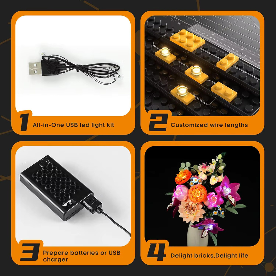 Hprosper 5V LED-Licht für Lego 10342 Botanische Sammlung, dekorative Lampe in Pink und Multicolour - Bild 3