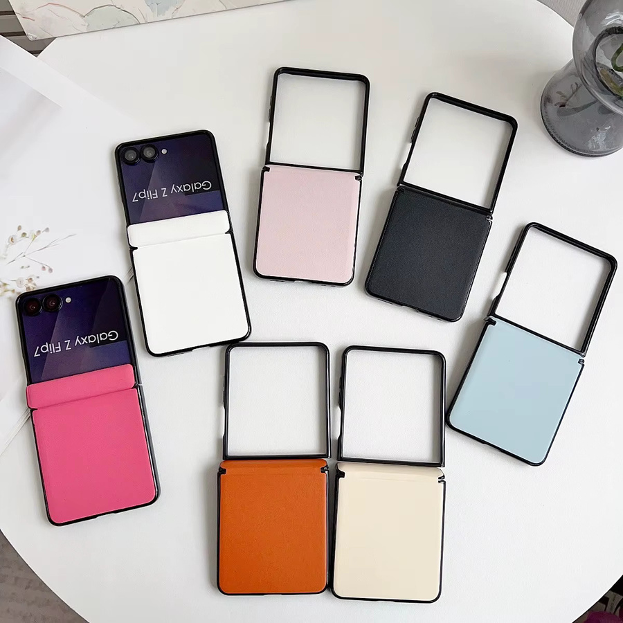 Luxuriöse Leder-Schutzhülle für Samsung Galaxy Z Flip 7 6 5 5G mit Scharnierschutz in Weiß - Bild 3