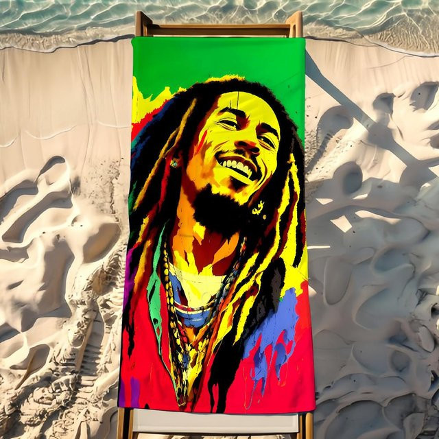 JMG Household Supplies Bob Marley Strandtuch Multicolour B: 40 cm, H: 70 cm - Bild 1