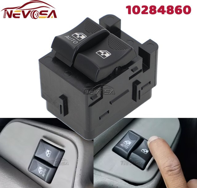 NEVOSA Fensterheberschalter für Chevrolet Chevy Monte Carlo Express und GMC Savana, linke Fahrerseite, Glasknopf, Schwarz - Bild 1