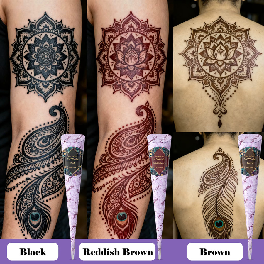 DMTATTOO Temporäre Tattoos-Schablonen-Set, 3-farbig, Unisex - Bild 3