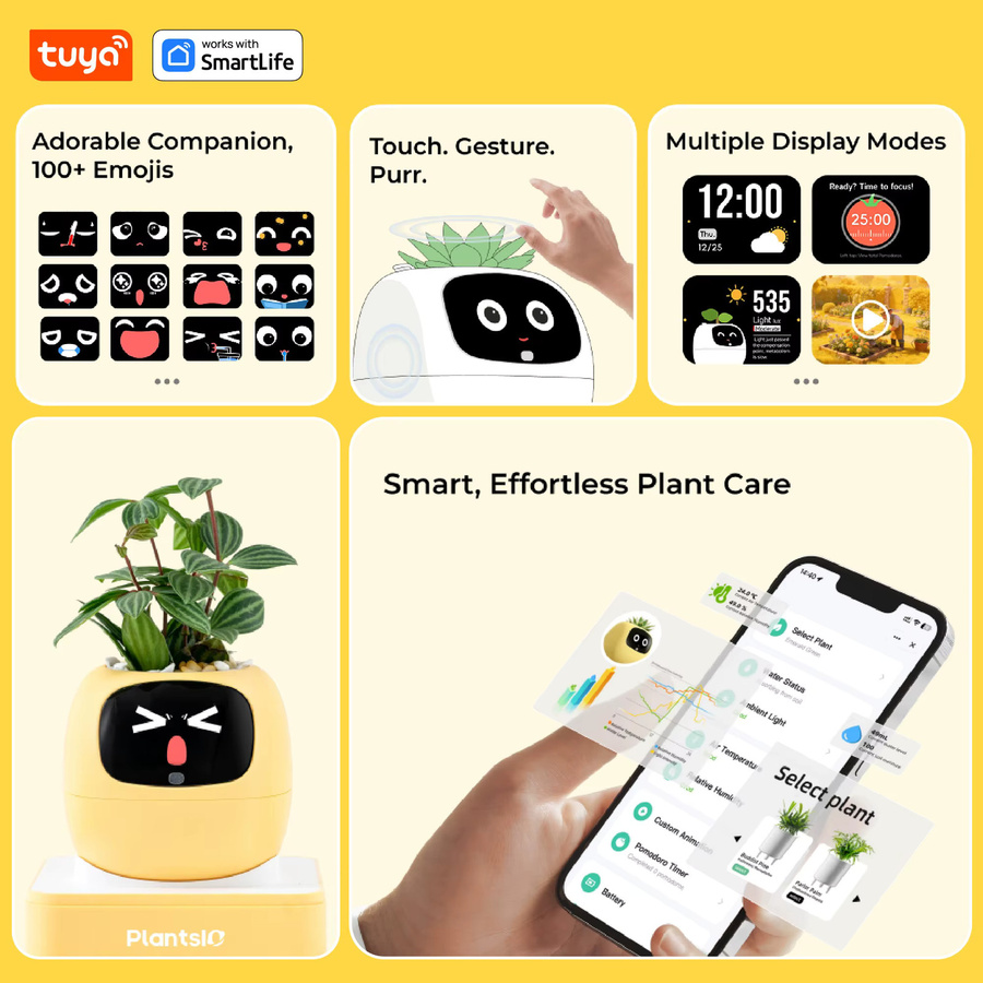 Tuya Ivy Gen 2 Intelligenter Pflanzenroboter in Weiß mit über 100 Emojis - Bild 4
