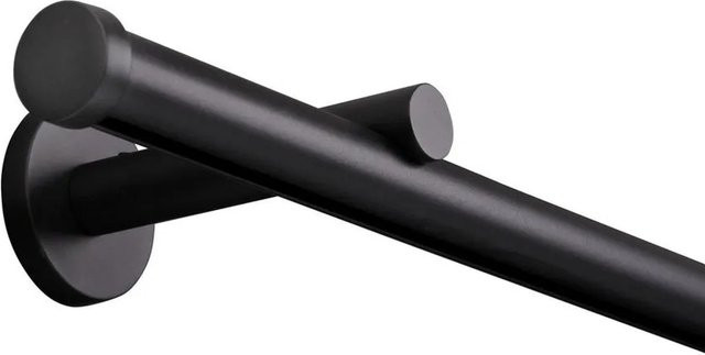 Deco-Raum Gardinenstange mit Innenlauf nach Maß, 1-Lauf, Kappe, Durchmesser: 20 mm, Schwarz, Länge: 420 cm - Bild 1