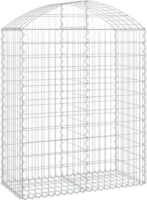vidaXL Gabione mit Hochbogen aus verzinktem Eisen in Silber, B/T/H: 100 x 50 x 120/140 cm - Bild 1