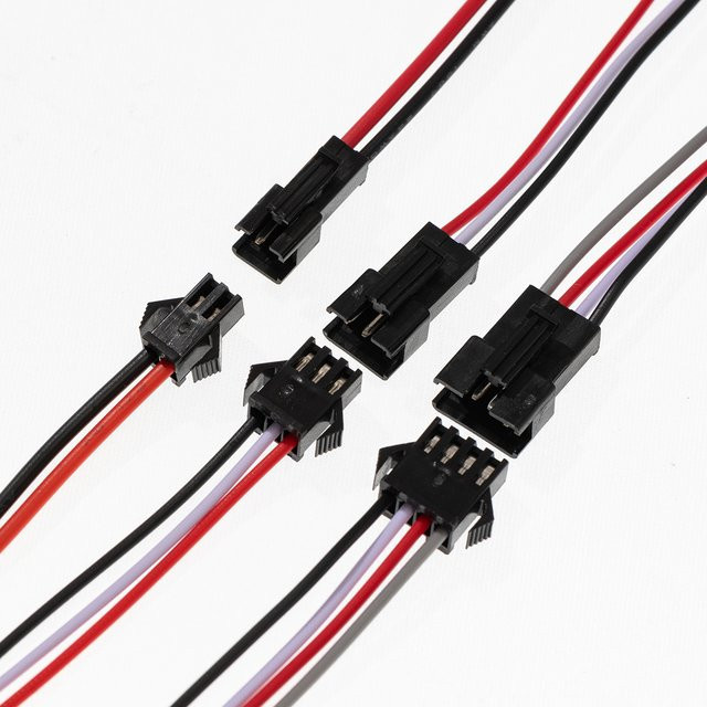 SM JST Kabelverbinder Set mit 2, 3 oder 4 Pin Stecker männlich und weiblich in Schwarz für LED-Streifen RGB 5050 3528 WS2801 APA02 WS2815 WS2813 - Bild 1