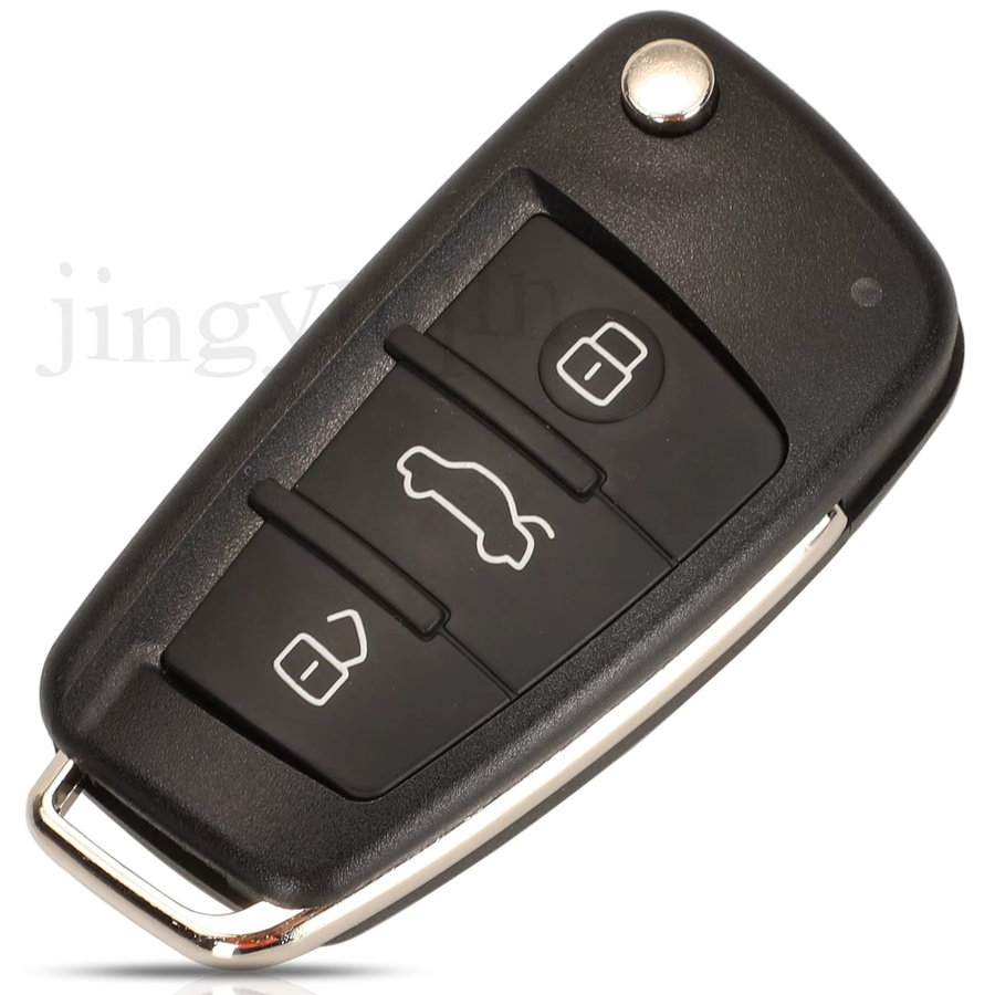 Jingyuqin Smart Auto Schlüssel für Audi A1 Q3 mit ID48 Chip und 3 Tasten, Farbe: Schwarz, 315/434 MHz Keyless Go Remote Ersatzschlüssel - Bild 2