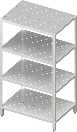 Stalgast Regal aus Metall in Silber mit höhenverstellbaren, gelochten Böden, B/H/T: 80 x 180 x 70 cm