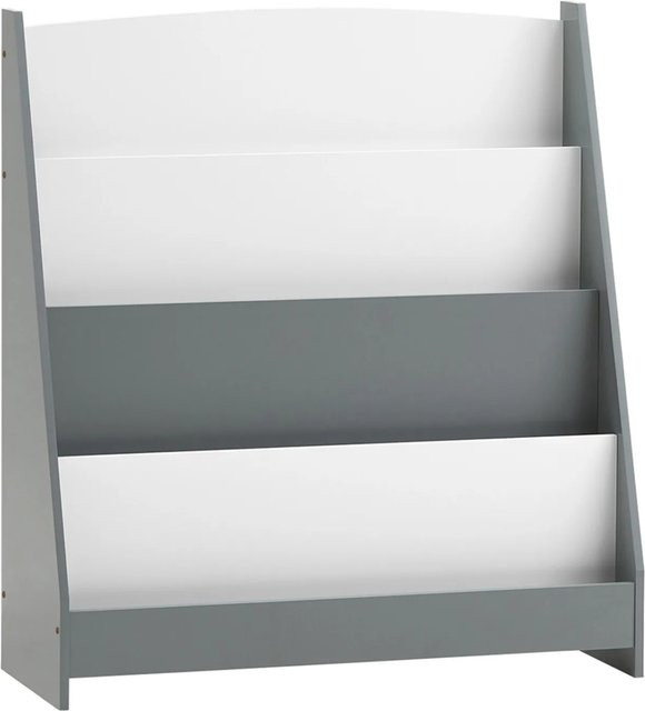 SoBuy Kinder Bücherregal KMB32 mit 4 Ablagefächern, Hellgrau - Bild 1