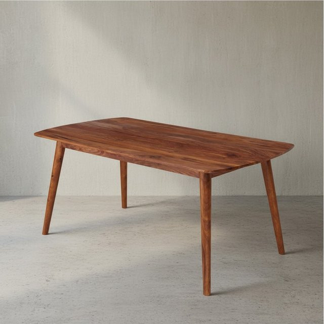 KADIMA DESIGN Massivholz Esstisch aus Sheesham in Braun im modernen Landhausstil mit abgerundeten Ecken, B/T/H: 120 x 60 x 77 cm - Bild 1