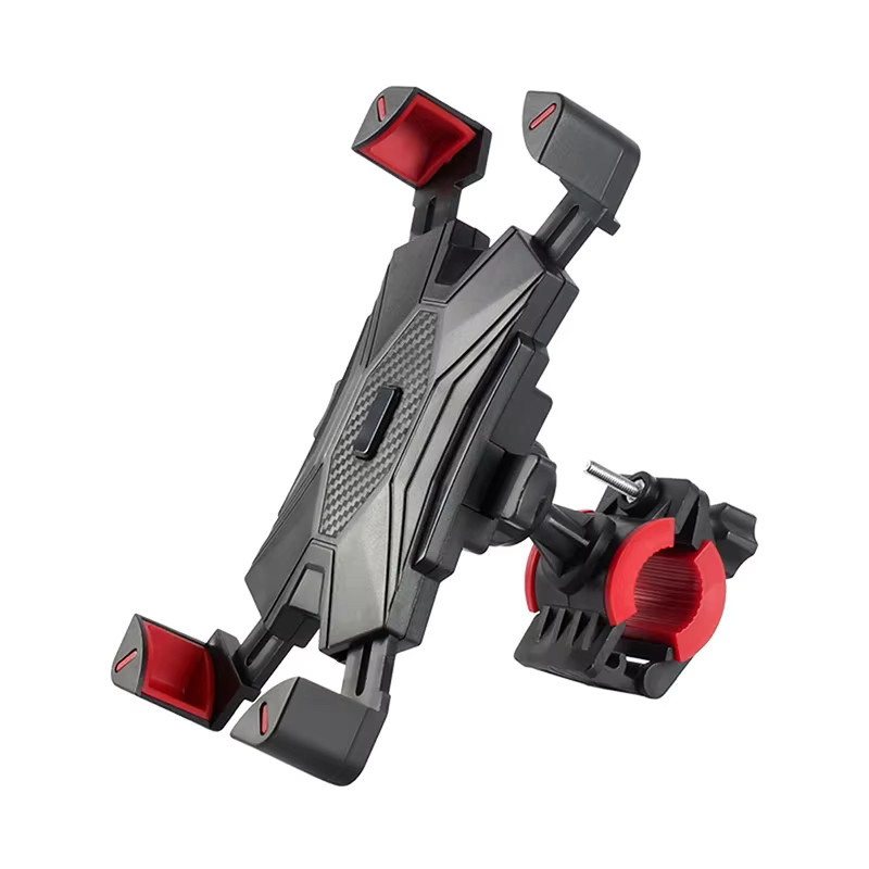 Stoßfester elastischer Smartphone Halter für Motorrad und Fahrrad mit 360 Grad Rotation für Mobiltelefone von 4,8 bis 6,8 Zoll in Schwarz und Rot - Bild 2