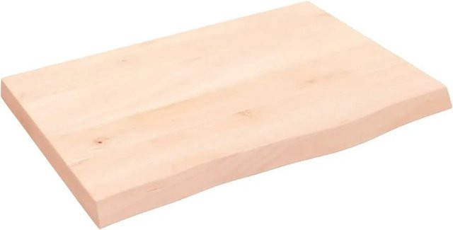 vidaXL Wandregal aus Massivholz Eiche Unbehandelt in Braun und Beige, B/T/H: 60 x 40 x 2-4 cm - Bild 1
