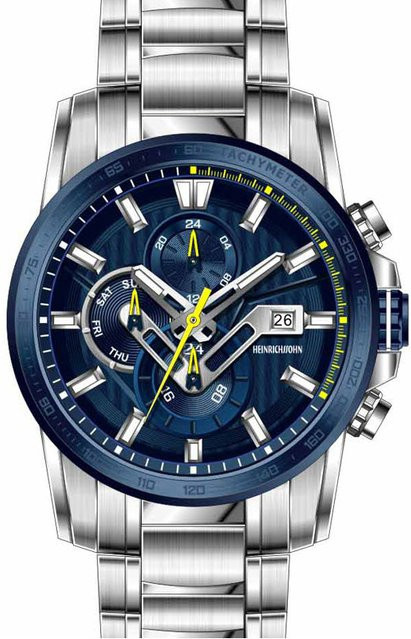 HEINRICHSSOHN Herrenuhr, Quarz, Edelstahl, Blau, 50 mm - Bild 1