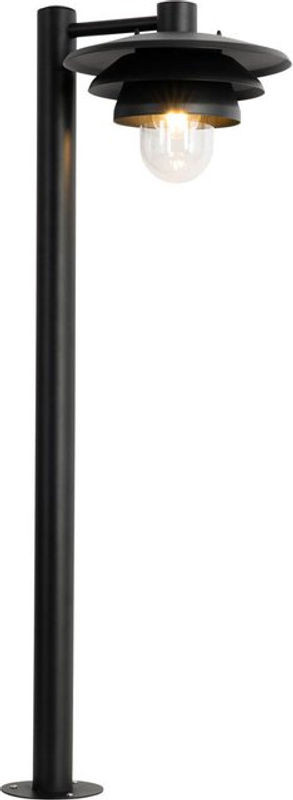 Modern Design Außenpoller QAZQA in Schwarz aus Stahl und Kunststoff mit E27 Fassung, Höhe: 100 cm, IP44 Schutzklasse - Bild 1