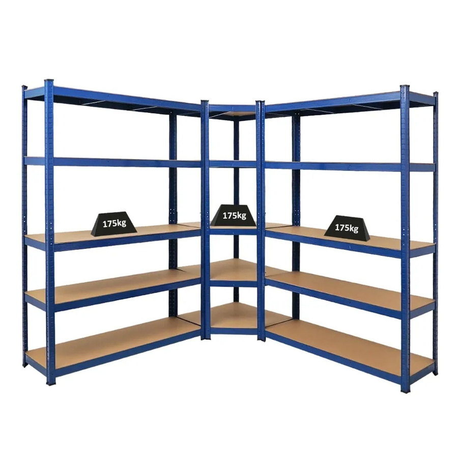 PROREGAL Regalset bestehend aus 1 Eckregal und 2 Schwerlastregalen Ragnar in Blau, H x B x T: 180 x 190 x 40 cm, Fachlast 175 kg - Bild 2